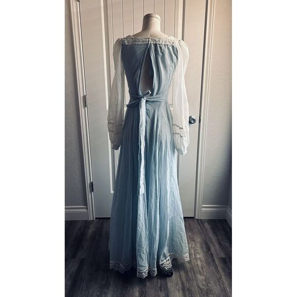 GUNNE SAX by JESSICA 70's Cloud Voile Blue Tie Back Maxi Dress S XS - Picture 8 of 16